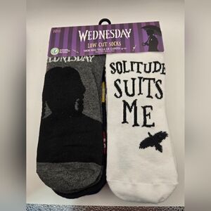 Wednesday Low Cut Socks - Black, Gray & White - 2 Pack